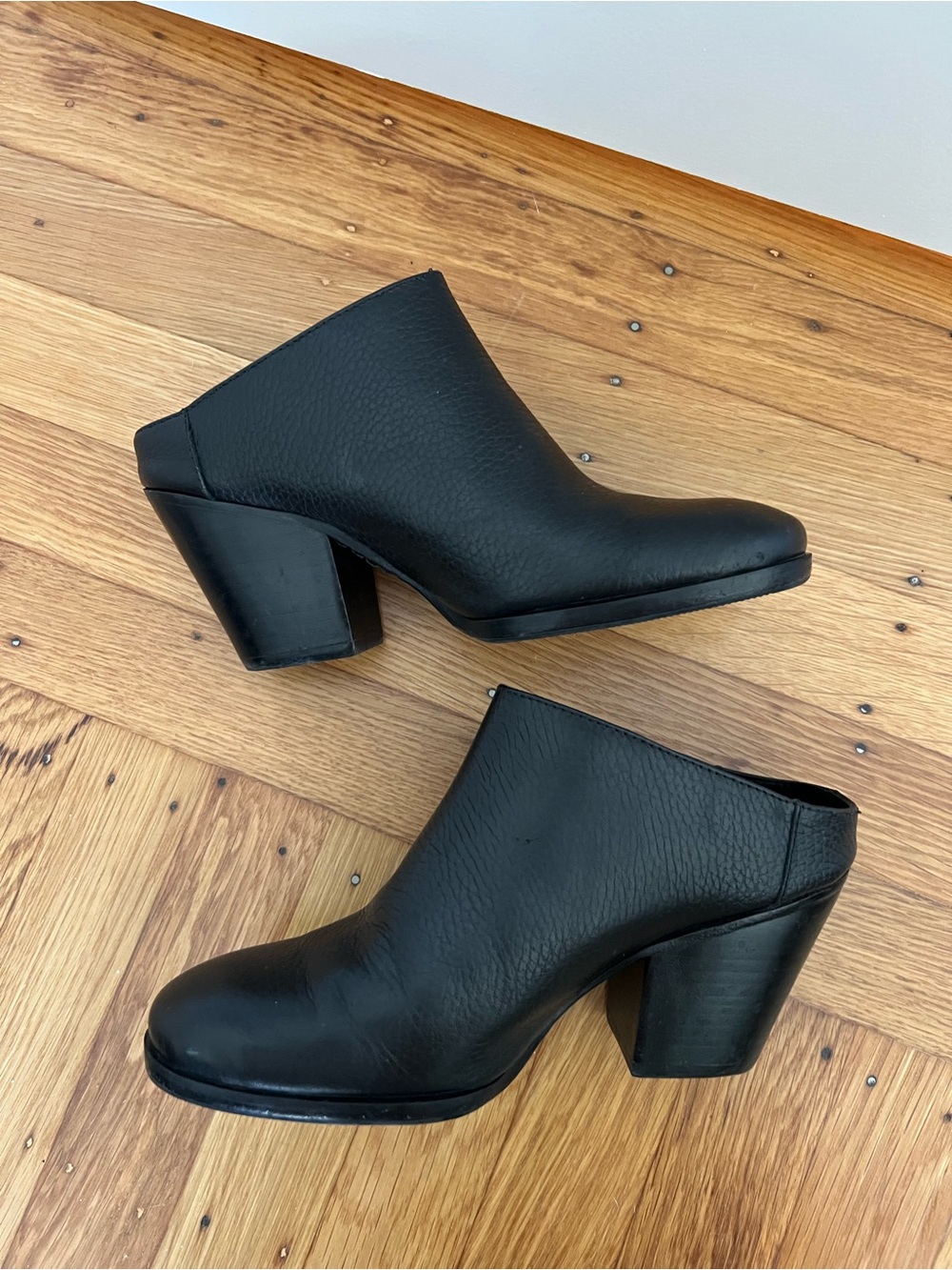 Rachel Comey Mars Leather Mules Black Block Heel Clogs Size 6